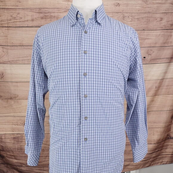 VAN HEUSEN STUDIO BLUCK CHECK BUTTON DOWN SHIRT MENS SIZE XL 17-17.5 - Picture 3 of 6